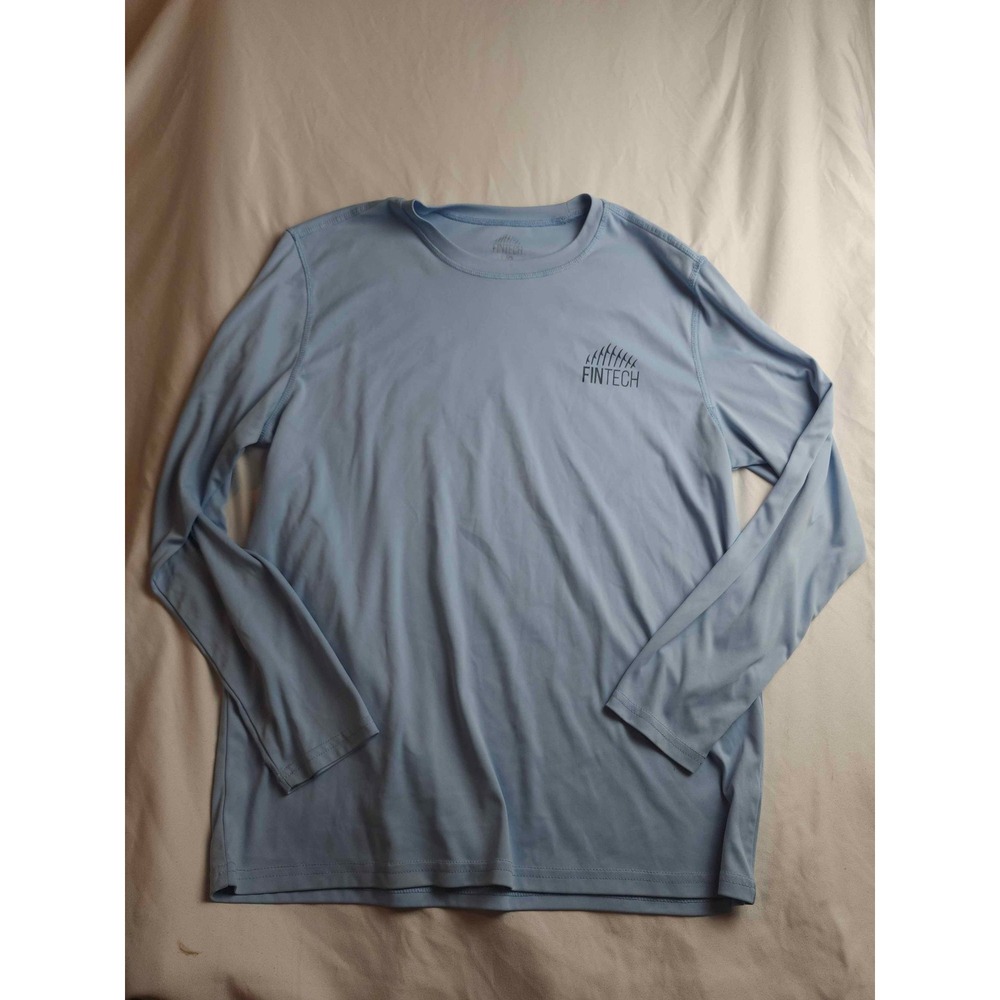 Fintech Mens Fishing Shirt Long Sleeve‎ Blue Performance Lure Graphic Large